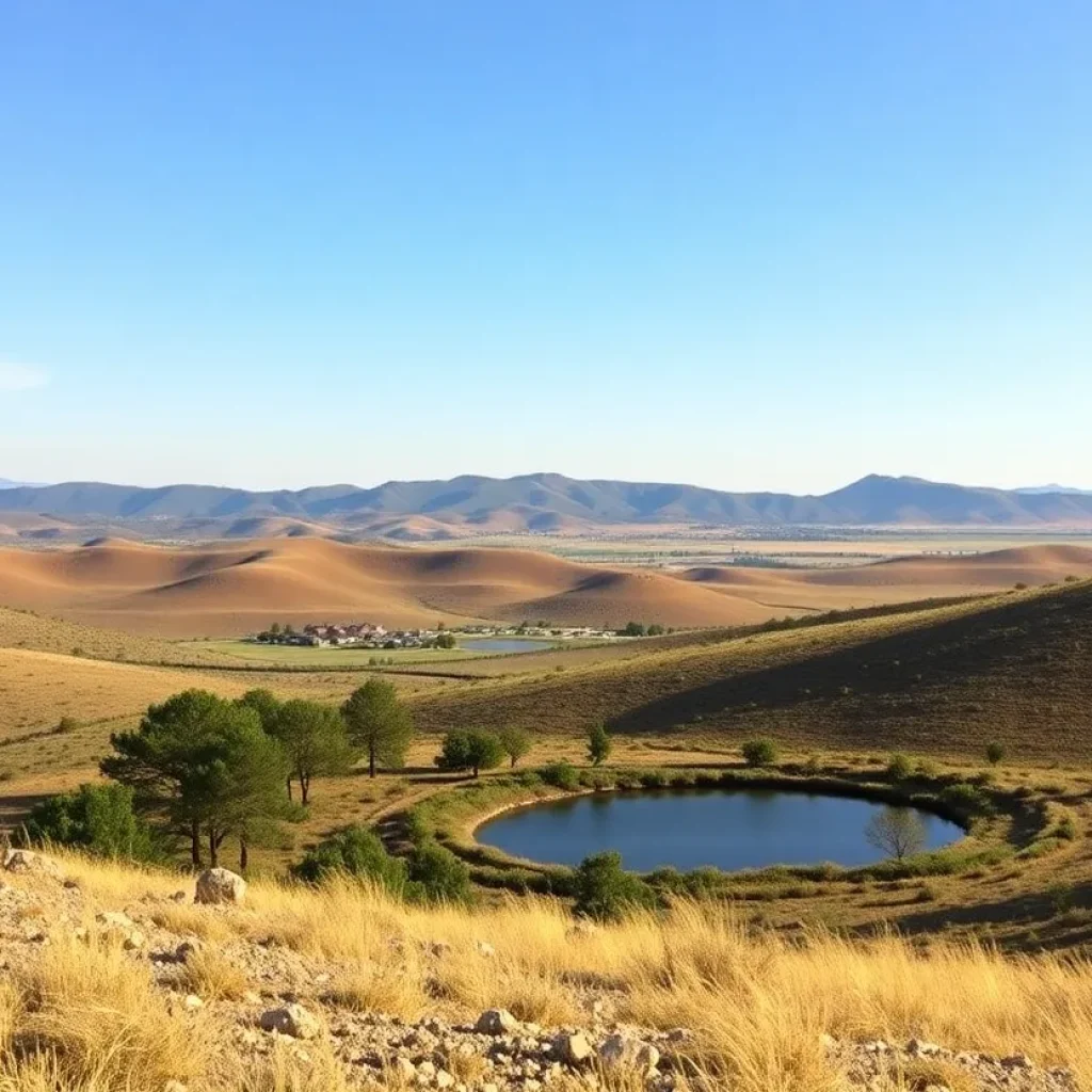 Aerial view of South Creek Ranch showing natural landscape and future development areas.