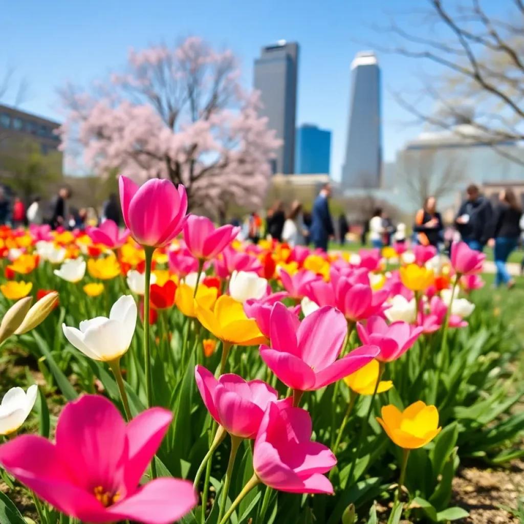 Community members in Dallas supporting local journalism during springtime.