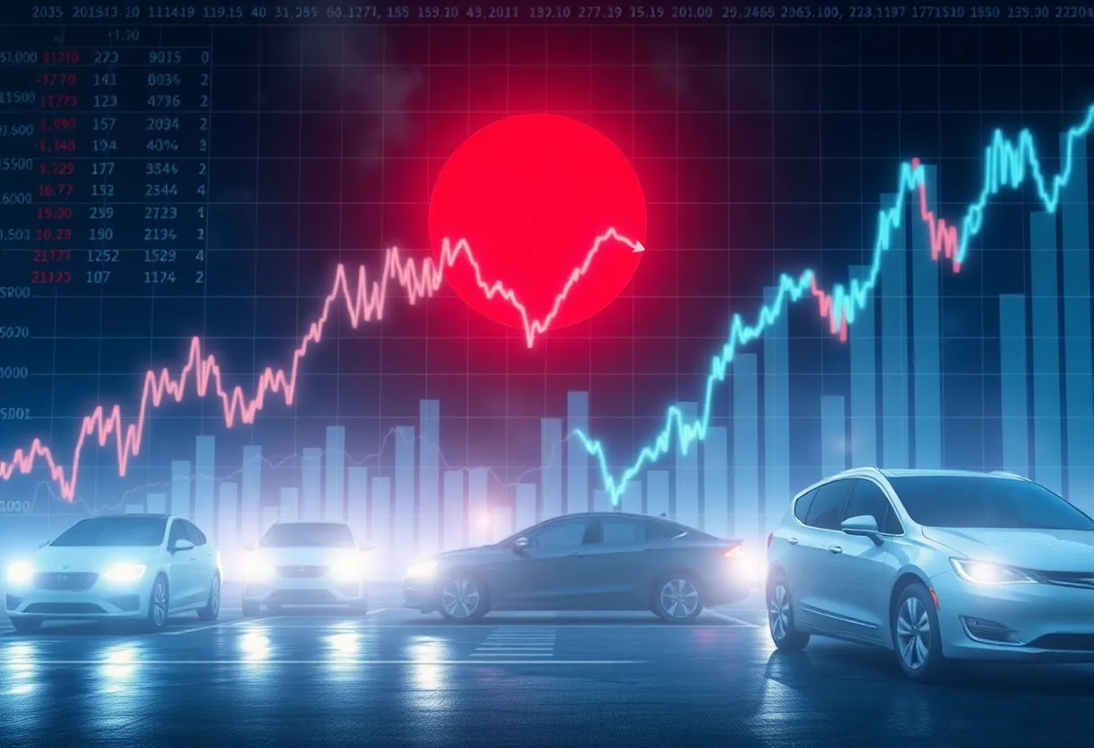Conceptual image illustrating Tesla stock market decline