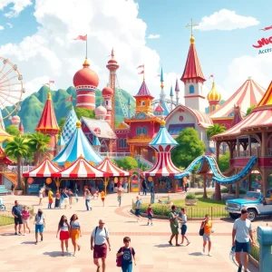 An artistic depiction of Universal's upcoming theme park in Europe.
