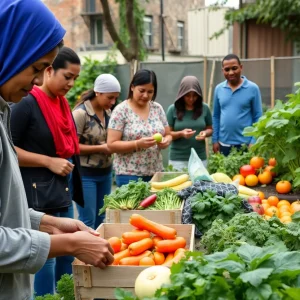 A vibrant community garden illustrating efforts to combat food deserts in South Dallas.