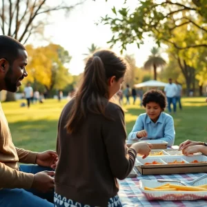 A peaceful family gathering in a park