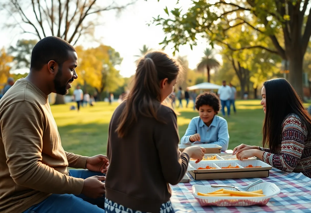 A peaceful family gathering in a park