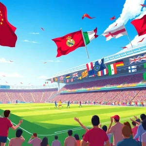Excited fans at a soccer match during the 2025 CONCACAF Gold Cup