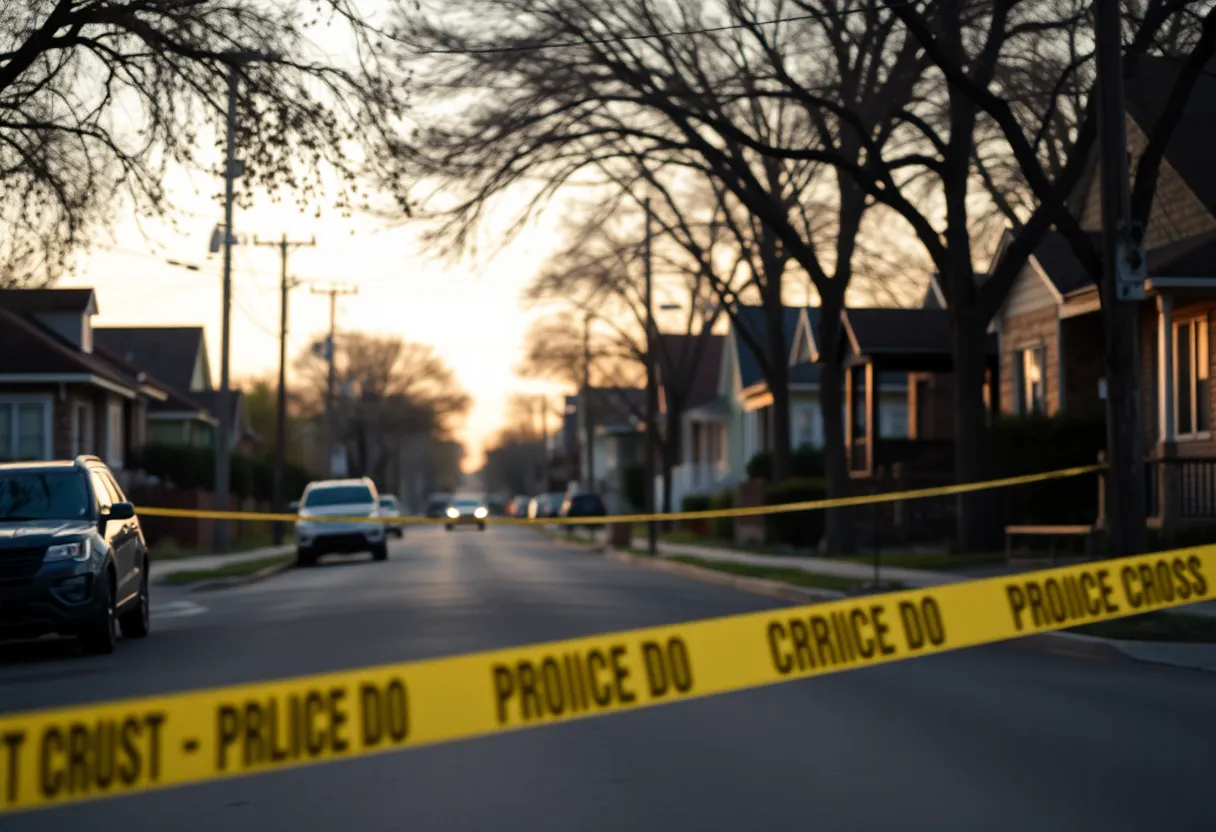 Police tape surrounding an alley in East Oak Cliff, Dallas
