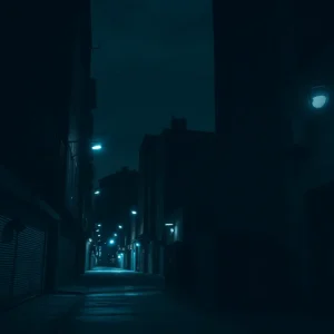 City streets of Dallas at night with dark alleys.