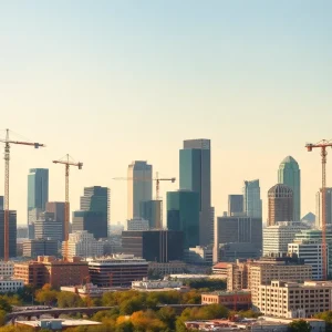 Dallas skyline featuring construction and building sites.