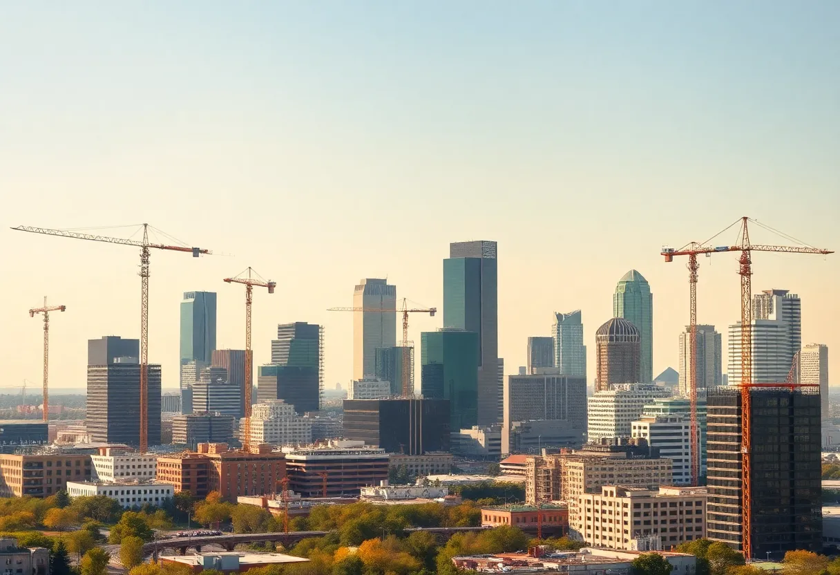 Dallas skyline featuring construction and building sites.