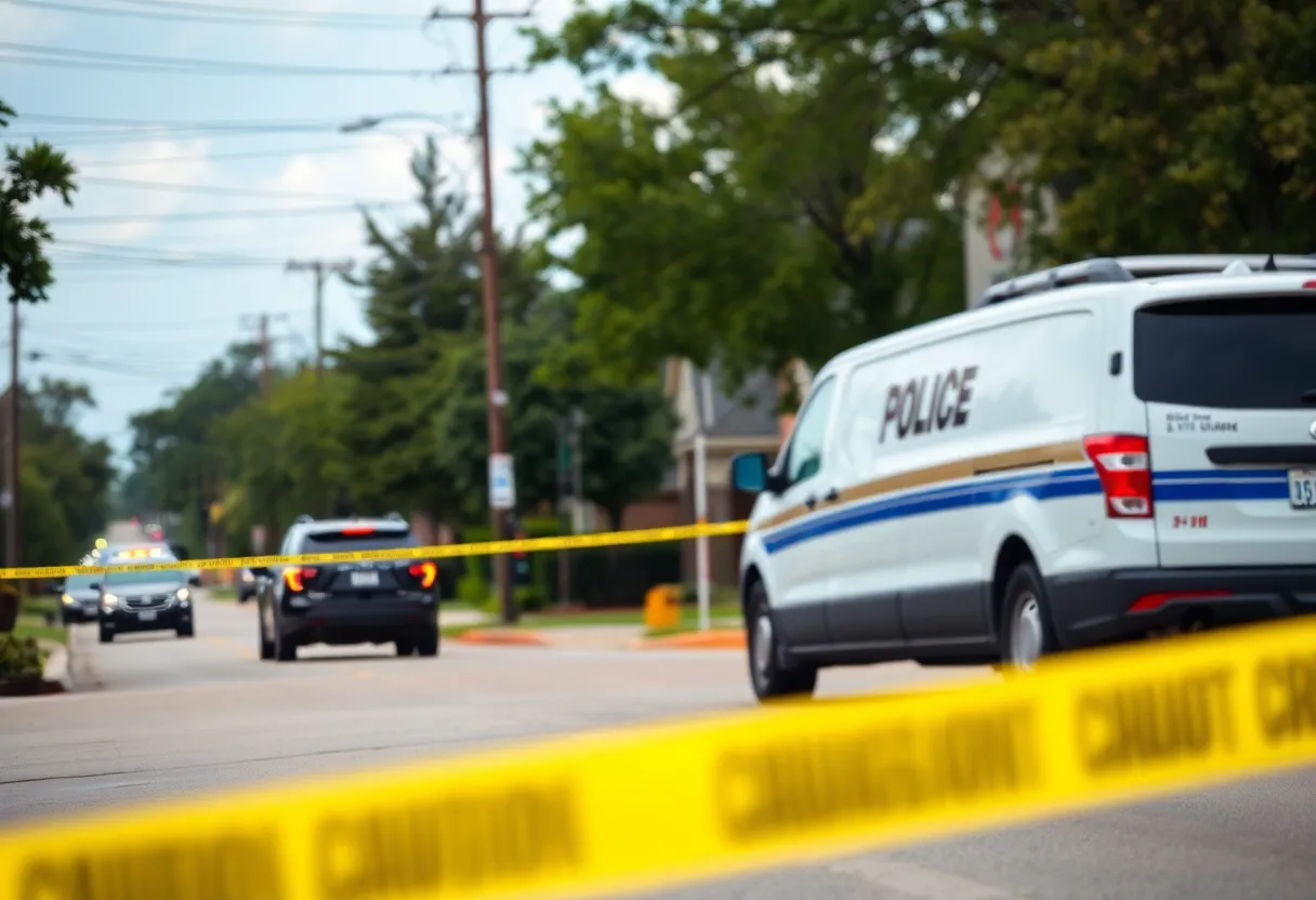 Police cars at a crime scene in Dallas neighborhood