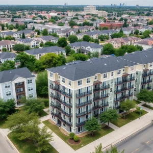 Three-story residential buildings in Dallas representing new housing code