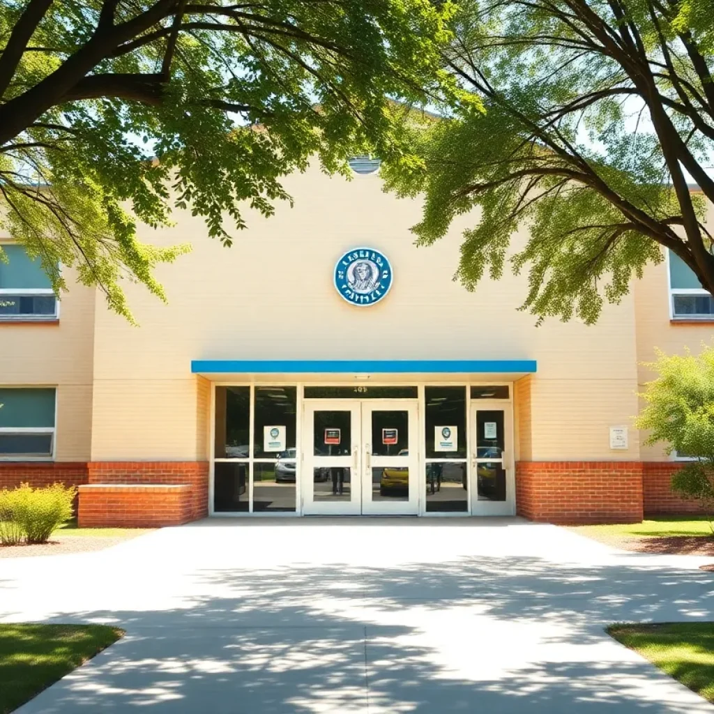 Dallas ISD school exterior with locked doors
