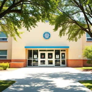 Dallas ISD school exterior with locked doors