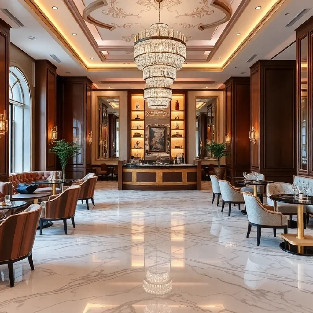 Luxurious interior of the new 1519 Main Lounge in Dallas
