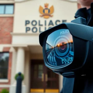 Dallas Police Department building with body camera imagery