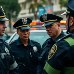 Police arrest scene in Dallas, conveying tension and conflict.