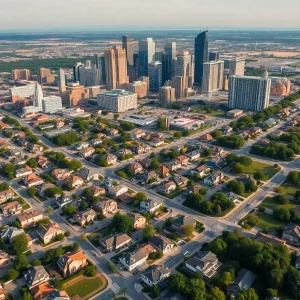 Aerial view of Dallas showcasing real estate variety.