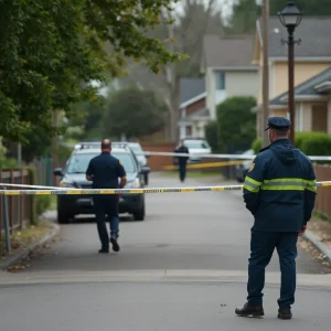 Police officers investigating a shooting scene in Dallas