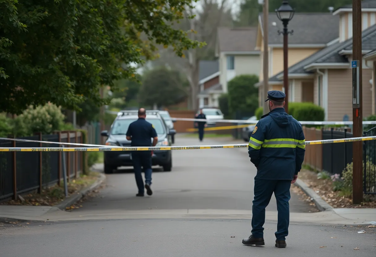 Police officers investigating a shooting scene in Dallas