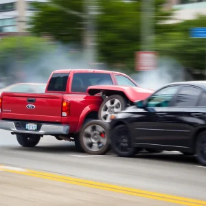 Scene of a street racing incident with damaged vehicles in Dallas