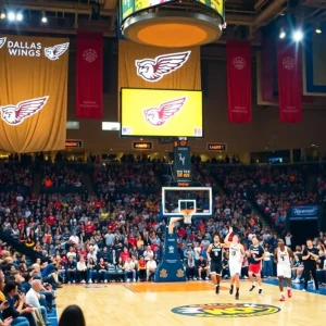 Dallas Wings basketball event with excited fans and players