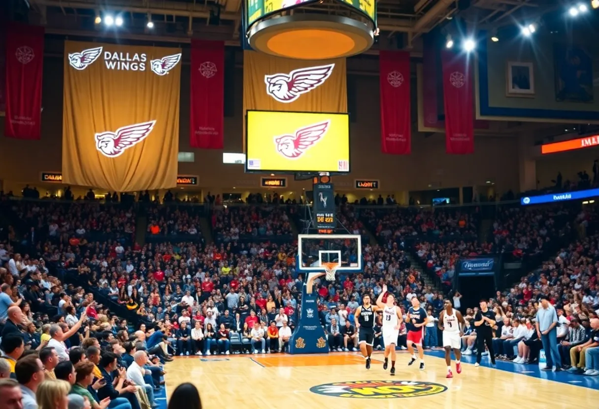 Dallas Wings basketball event with excited fans and players
