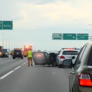 Emergency responders at the scene of a wrong-way crash on Dallas North Tollway.
