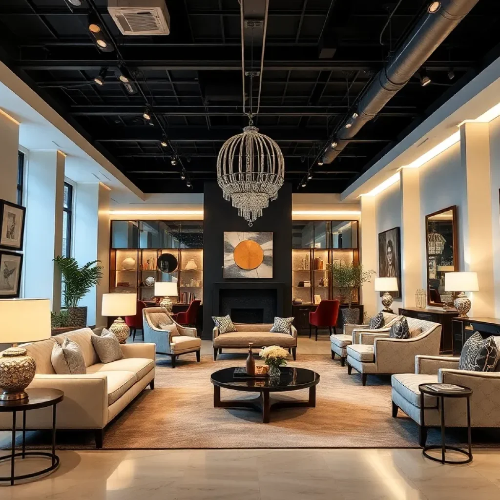 Interior view of the David Sutherland showroom showcasing Christian Liaigre furniture.