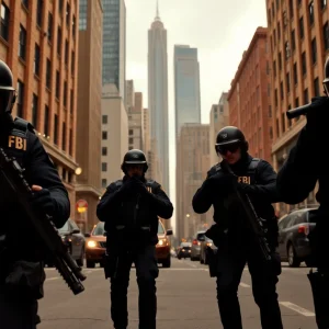 FBI agents executing a raid in Dallas.