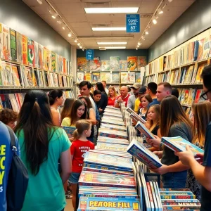Crowd at a comic book store for Free Comic Book Day 2025 in Dallas