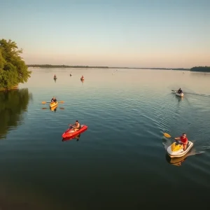 Kayaking and jet skiing at Grapevine Lake
