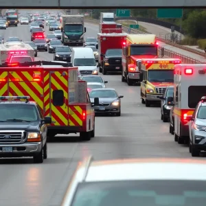 Traffic congestion on I-35E in Dallas due to accidents