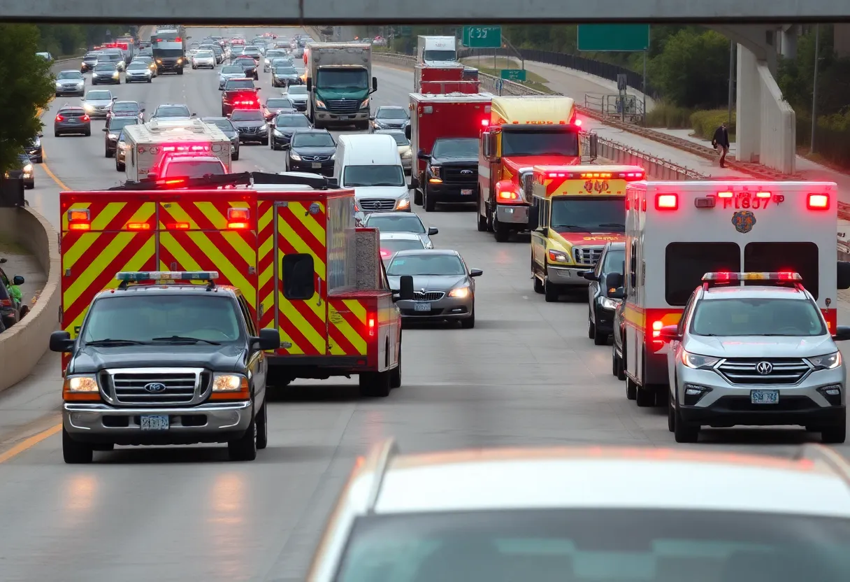 Traffic congestion on I-35E in Dallas due to accidents