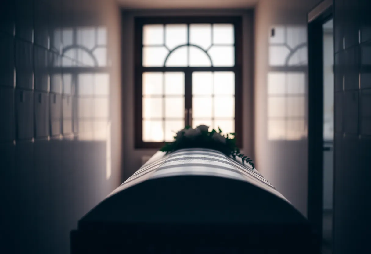 Funeral service setting emphasizing care and respect