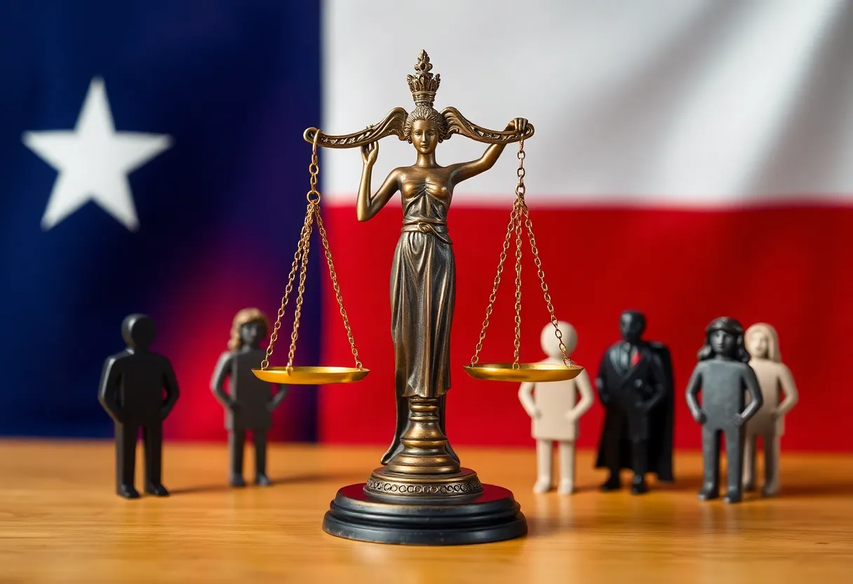 Symbolic image of justice for survivors of sexual assault in Texas.