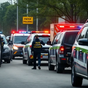 Law enforcement agencies collaborating in a police operation.