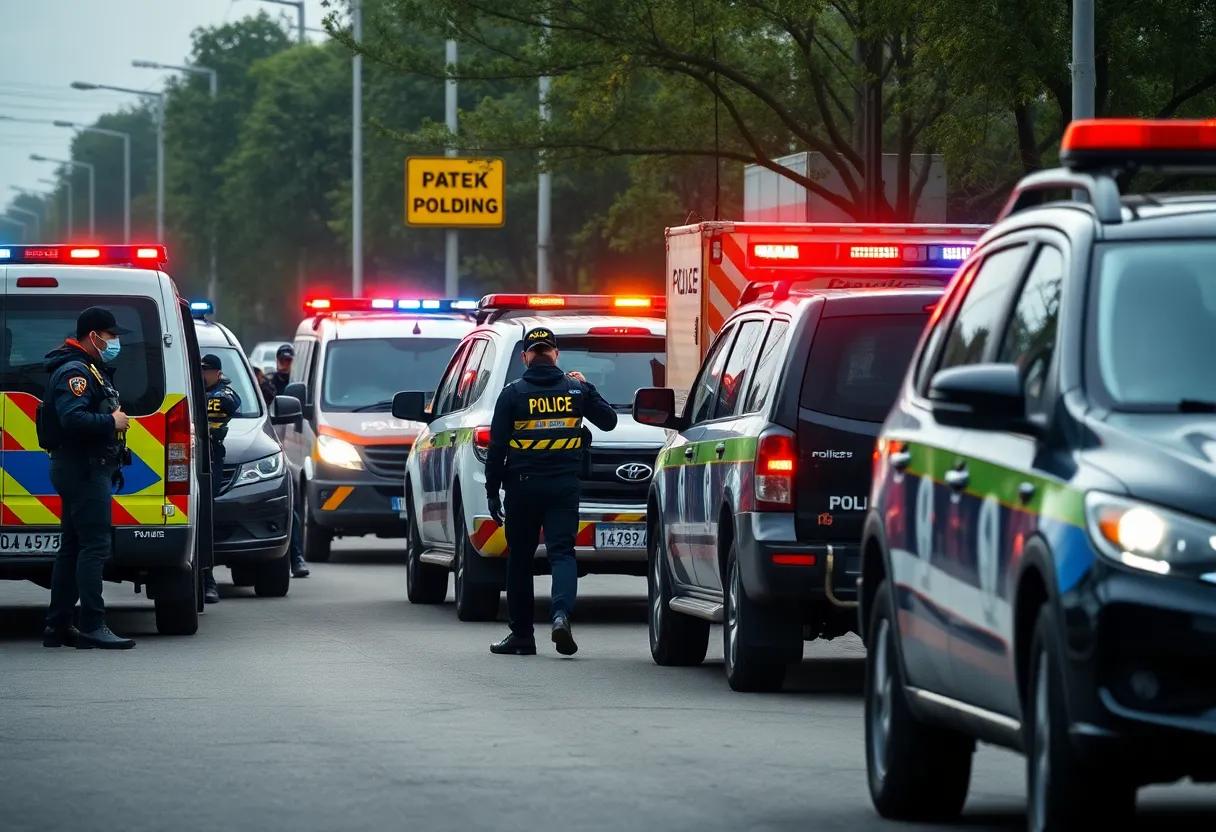 Law enforcement agencies collaborating in a police operation.