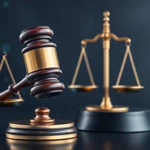 A visual interpretation of legal concepts with AI elements.