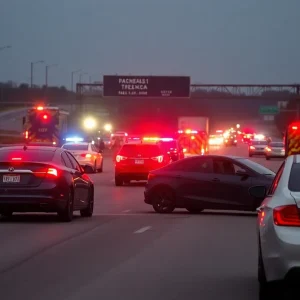 Emergency responders at a car accident scene in North Texas