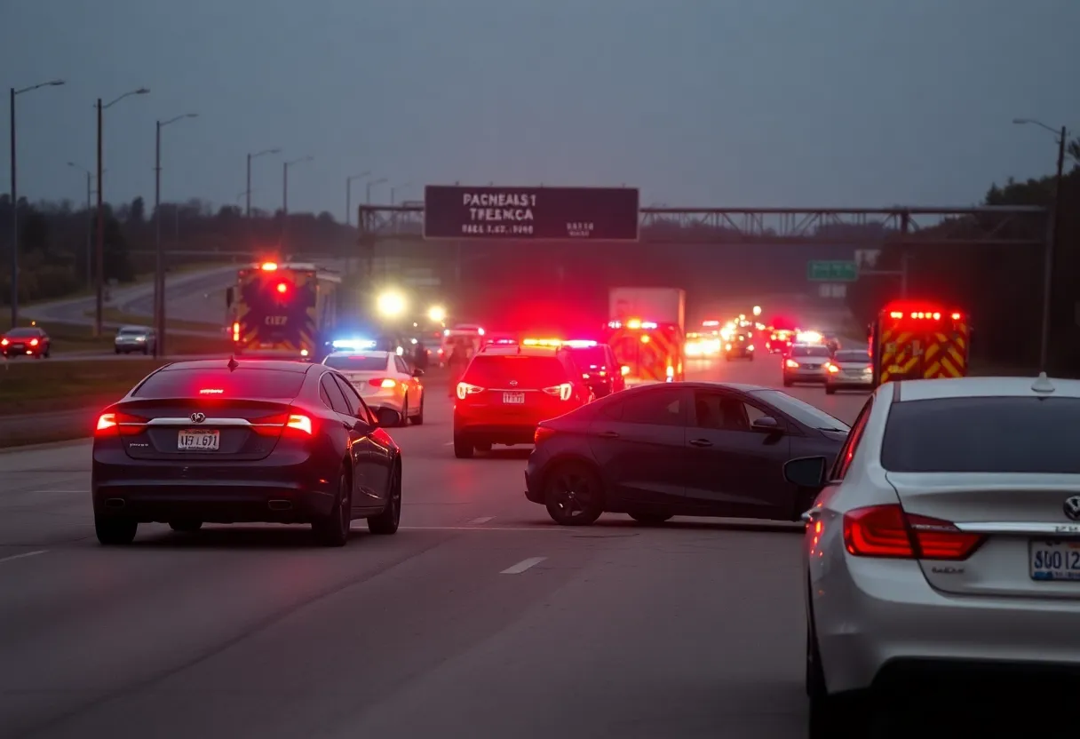Emergency responders at a car accident scene in North Texas