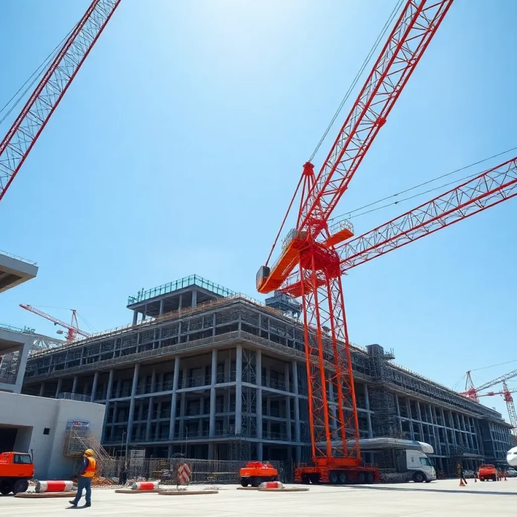 Construction site of Passport Park West industrial project near DFW Airport