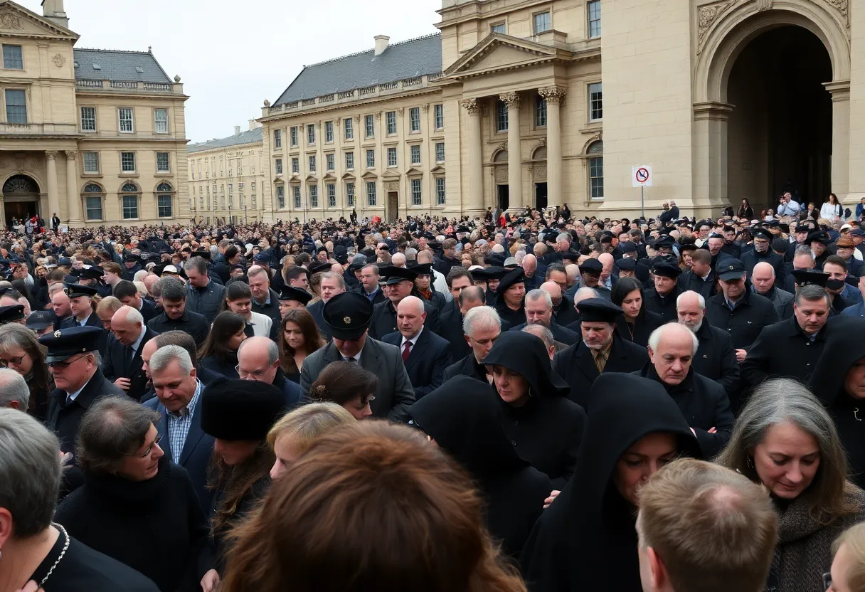 Crowd gathering at the funeral of Pope Francis in St. Peter's Square
