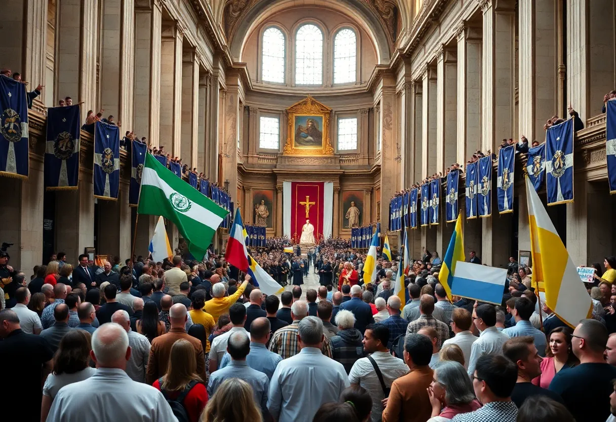 Pope Leo XIV delivering his first Sunday blessing at St. Peter's Basilica