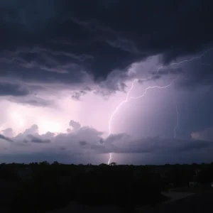 Dramatic storm clouds over a North Texas suburb