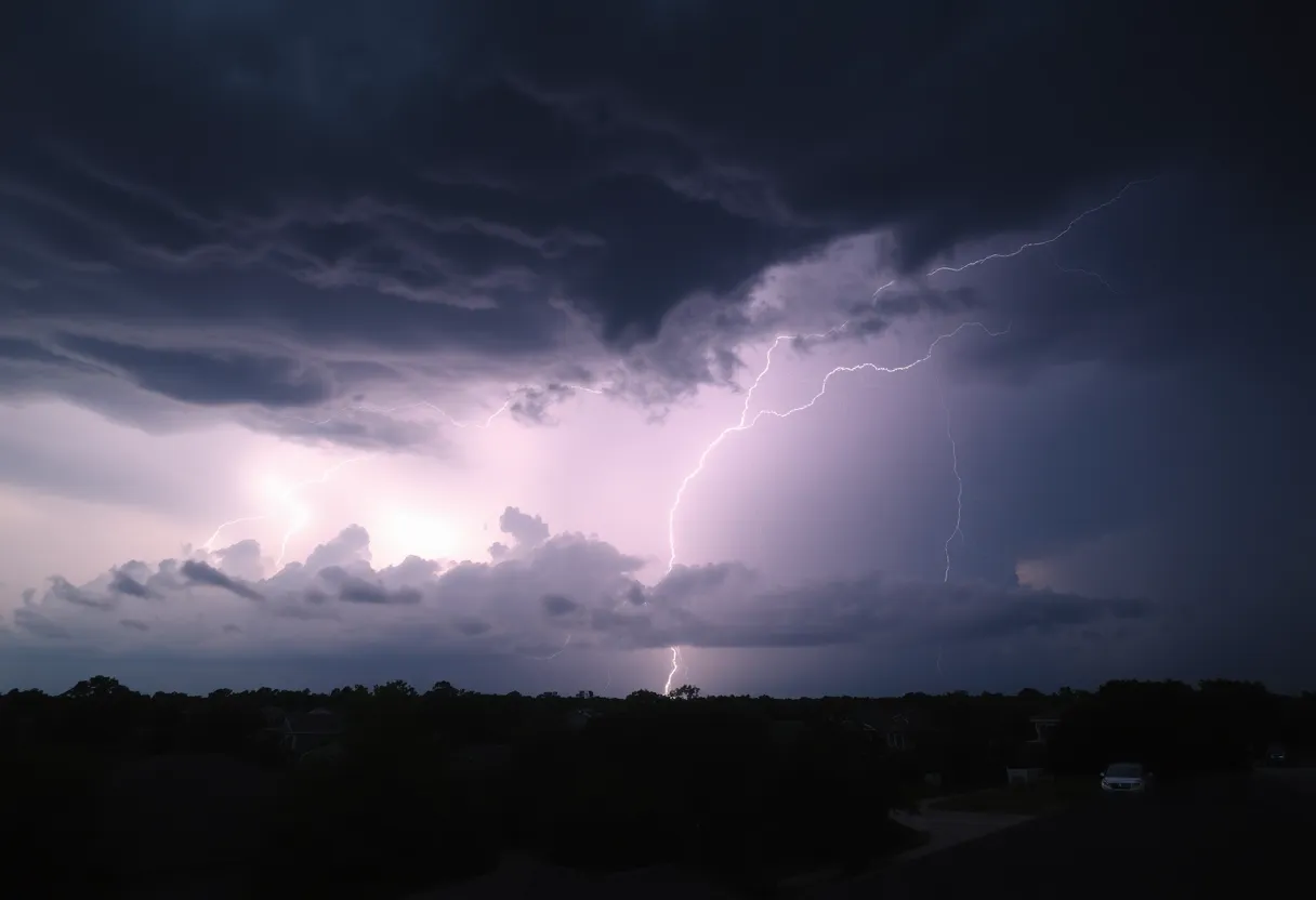 Dramatic storm clouds over a North Texas suburb
