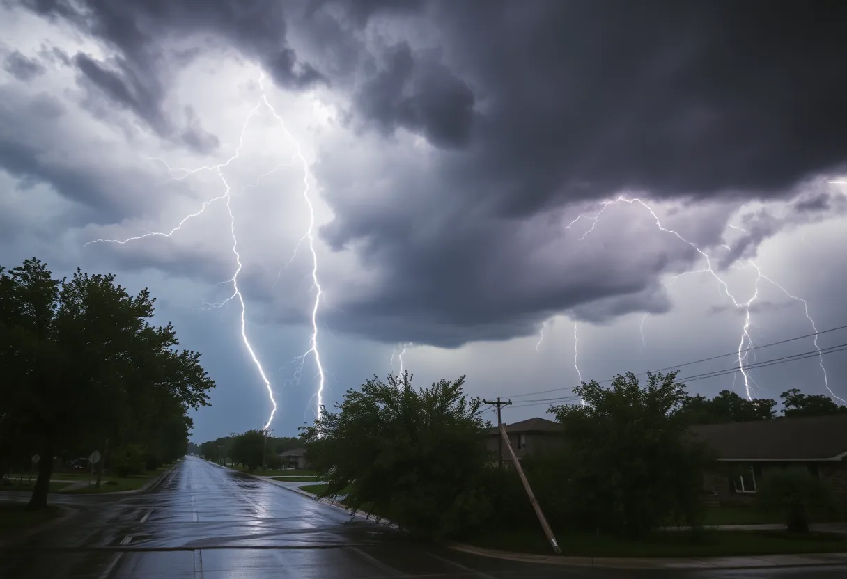 Heavy rain and lightning during severe storms in North Texas