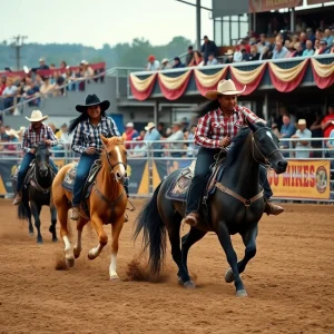 Black cowboys and cowgirls competing at the Texas Black Invitational Rodeo in Dallas.