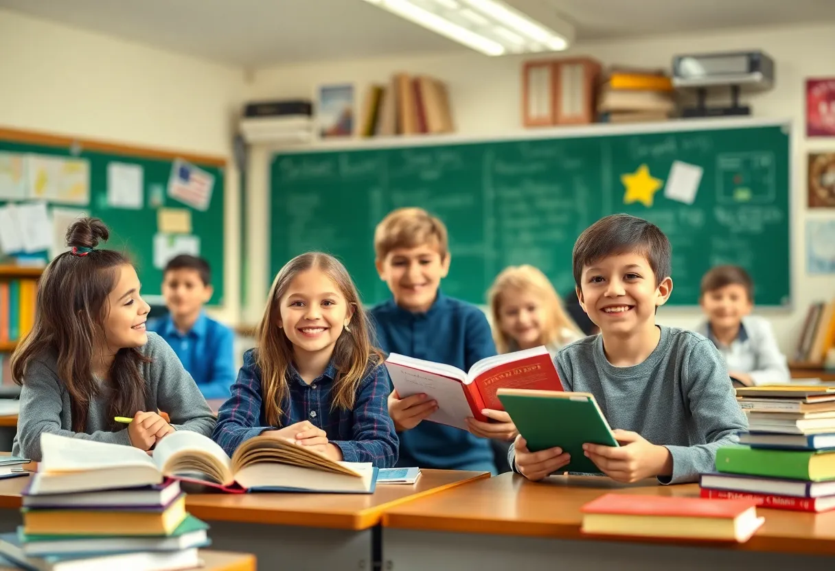Classroom with students engaged in learning due to funding boost