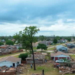 Destruction from a tornado in Gordon, Texas