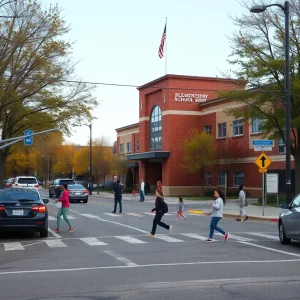 Scene of a pedestrian accident near an elementary school