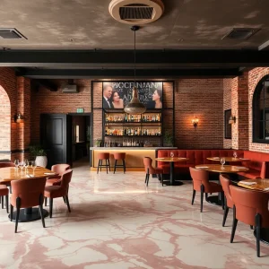 Interior view of an upscale lounge featuring vintage decor
